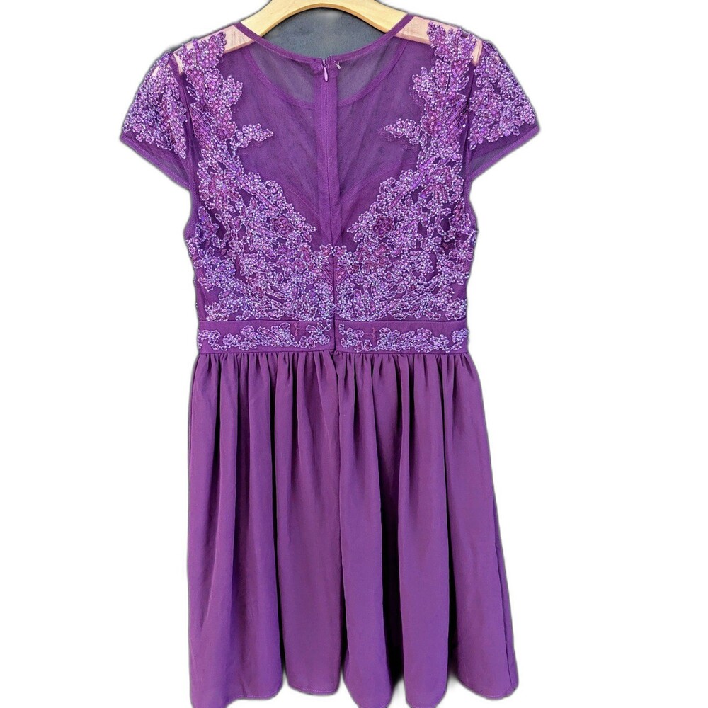 Beautiful beaded flowy purple party/evening dress Francesca, sz S